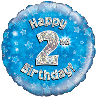 Holographic Blue Second Birthday Balloon