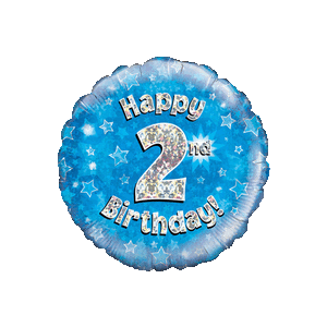 Holographic Blue Second Birthday Balloon Small Image