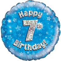 Happy 7th Blue Holographic Balloon