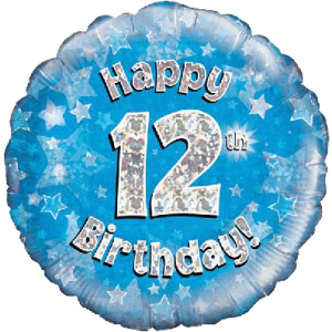 Happy 12th Blue Holographic Balloon Small Image