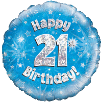 Happy 21st Blue Holographic Balloon
