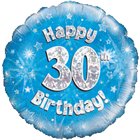 Happy 30th Blue Holographic Balloon