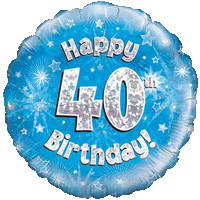 Happy 40th Blue Holographic Balloon