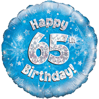 Happy 65th Blue Holographic Balloon