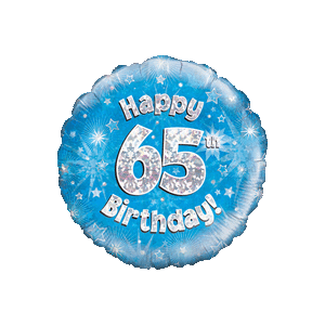 Happy 65th Blue Holographic Balloon Small Image