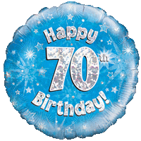 Happy 70th Blue Holographic Balloon
