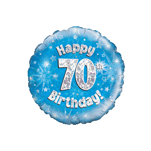 Happy 70th Blue Holographic Balloon Small Image