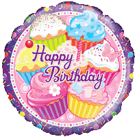 Happy Birthday Cupcakes Balloon