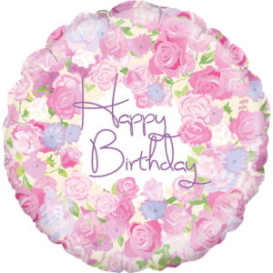 Vintage Floral Birthday Balloon Small Image