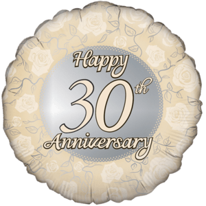 Happy 30th Anniversary Rose Prin Balloon Small Image