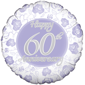 Happy 60th Rose Print Anniversary Balloon Small Image