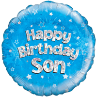 Happy Birthday Son Blue Holographic 18" Balloon