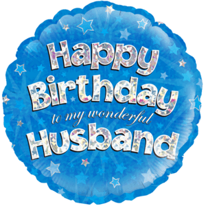 18" Happy Birthday to my Wonderful Husband Holographic Balloon Small Image