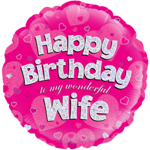 18" Pink Starlight Wife’s Birthday Balloon Small Image