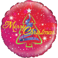 Ribbon Tree Christmas Holographic Balloon