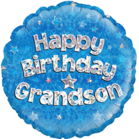 18" Happy Birthday Grandson Holographic Balloon