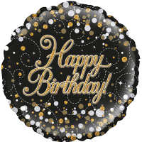Sparkling Fizz Birthday Black and Gold Balloon