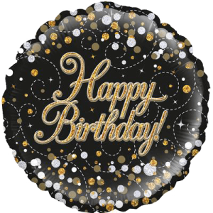 Sparkling Fizz Birthday Black and Gold Balloon Small Image