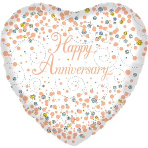 Sparkling Fizz Happy Anniversary White & Rose Balloon Small Image