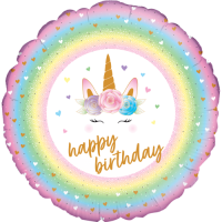 Flowers Unicorn Birthday Balloon
