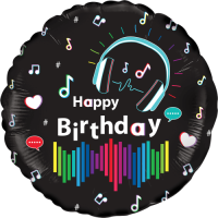 Media Music Birthday Holographic Balloon