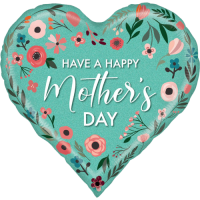 Mint Mothers Day Heart Holographic Balloon