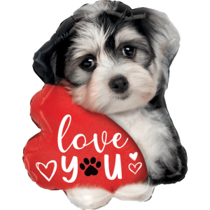 Love You Puppy Balloon Small Image