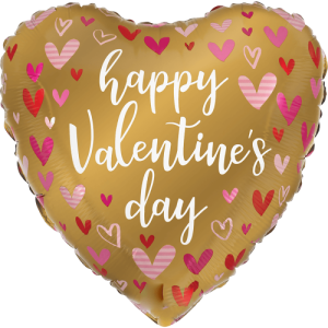 Gold Valentine Hearts Balloon Small Image