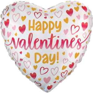 Valentine Ombre Hearts Holographic Balloon Small Image
