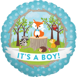 Woodland Baby Boy Holographic Balloon Small Image