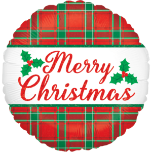 Christmas Plaid Holographic Balloon Small Image