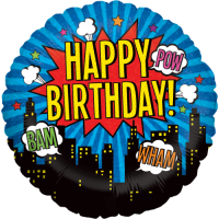 Superhero Birthday Holographic Balloon