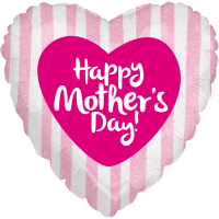 Mother's Day Pink Stripes Holographic Balloon