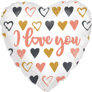 Rose Gold Hearts I Love You Holographic Balloon Small Image
