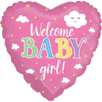 Welcome Baby Girl Holographic Balloon