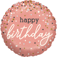 Rose Gold Confetti Birthday Holographic Balloon