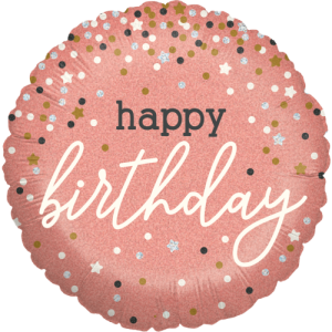 Rose Gold Confetti Birthday Holographic Balloon Small Image