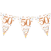 Happy 50th Birthday Rose Gold Bunting In The Box Additional Gift