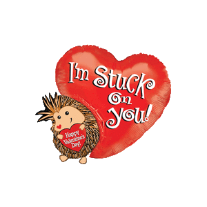 Stuck on You Hedgehog Valentine Balloon Small Image