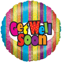 Get Well Glittery Stripes Balloon