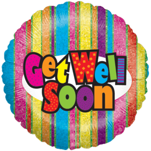Get Well Glittery Stripes Balloon Small Image