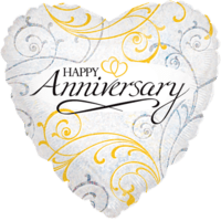 Happy Anniversary Filigree Print Balloon