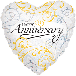 Happy Anniversary Filigree Print Balloon Small Image