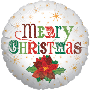 Merry Christmas Poinsettia  Balloon Small Image