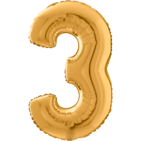 Large Gold 3 Balloon