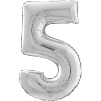 Large Silver 5 Balloon