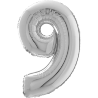 Large Silver 9 Balloon