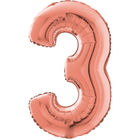 Large Rose Gold 3 Balloon