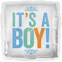 It's a Boy Block Letters Colourful Balloon