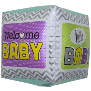 Welcome Baby Pattern Cube Balloon Small Image